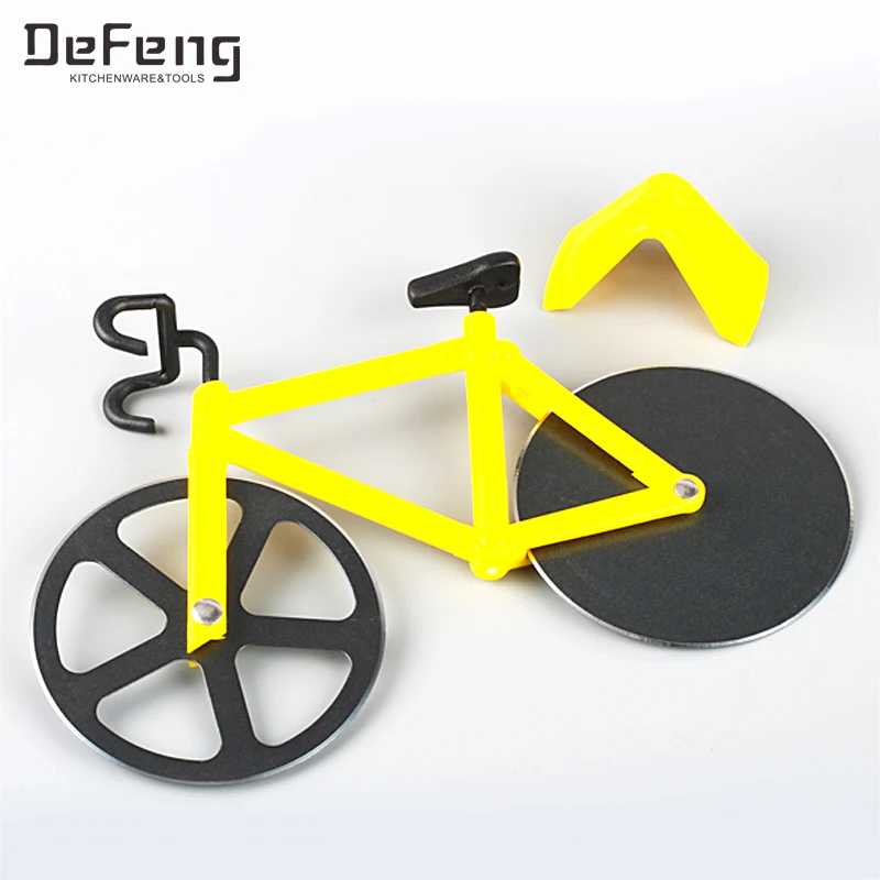 New design bicycle shape stainless steel pizza cutter with double wheel