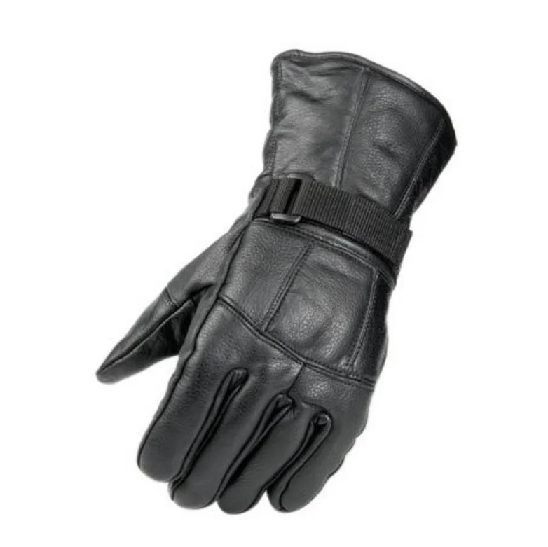 Black Goatskin Leather Motorcycle Gloves