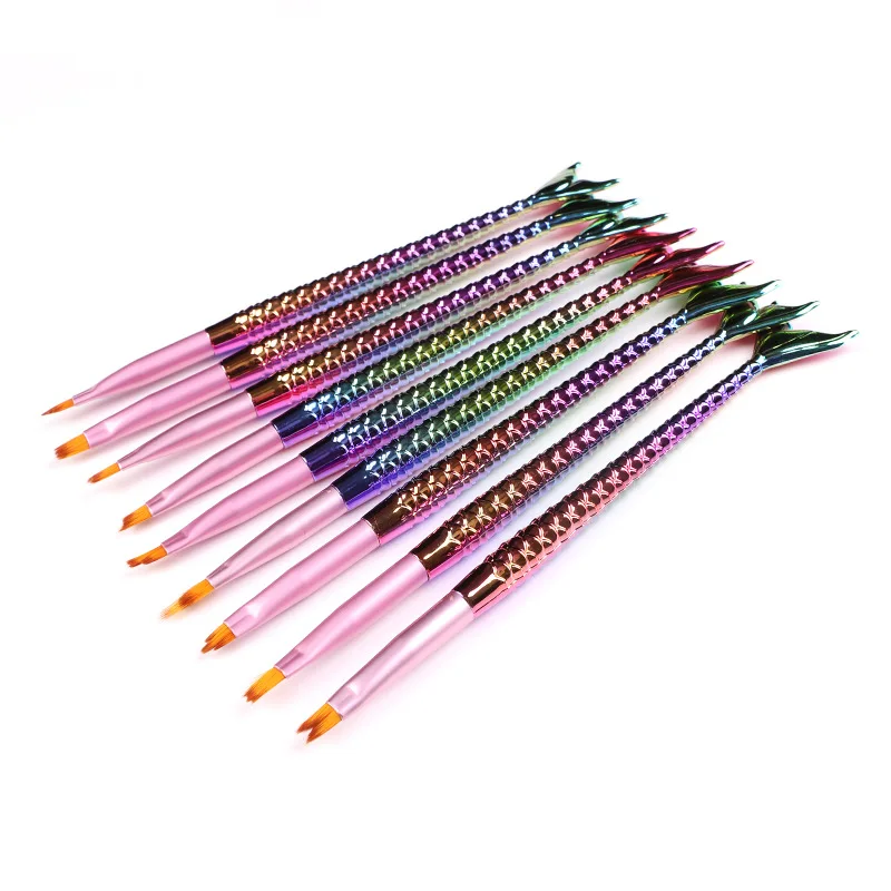 Nail Mermaid Gradient Carved Brush 9pcs/set Latest Fashion
