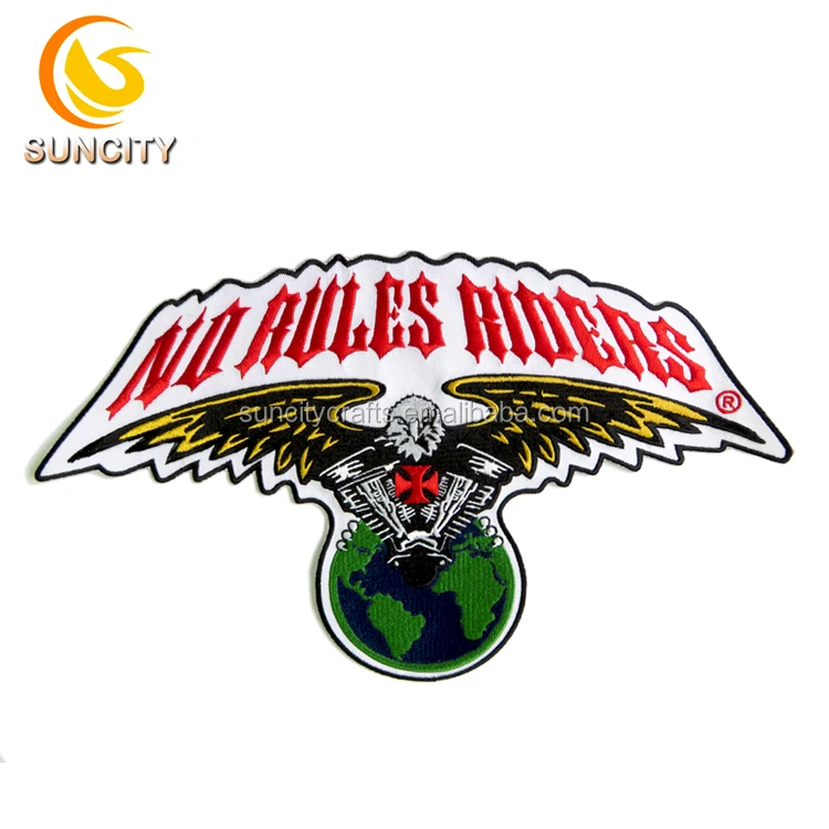 Cool design of Motorcycles woven embroidered custom iron on patches for Jeans