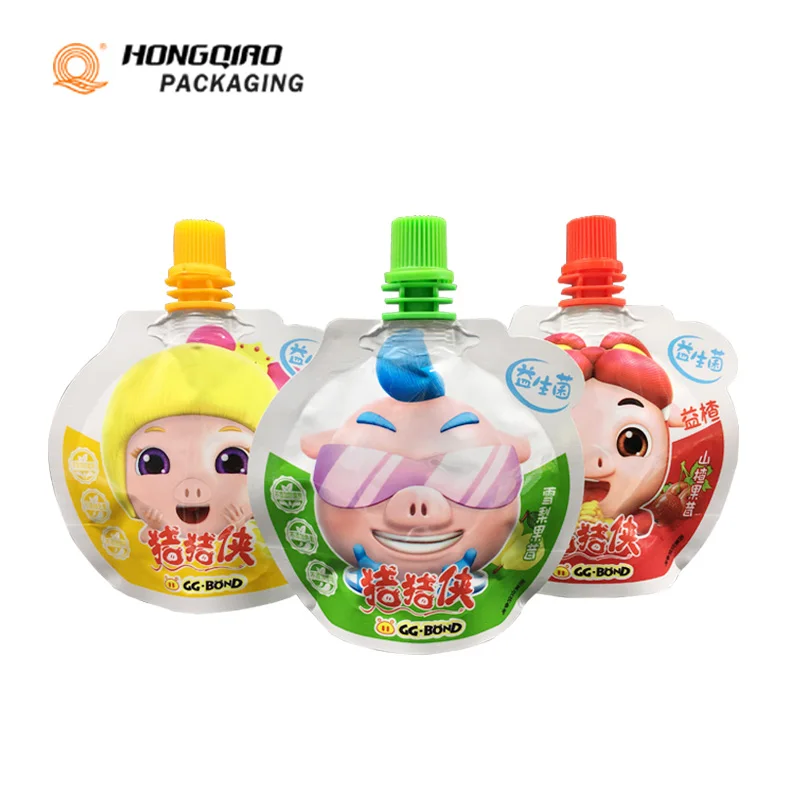 Custom Special Shaped Spout Pouch Fruit Juice Jelly Packaging Bag