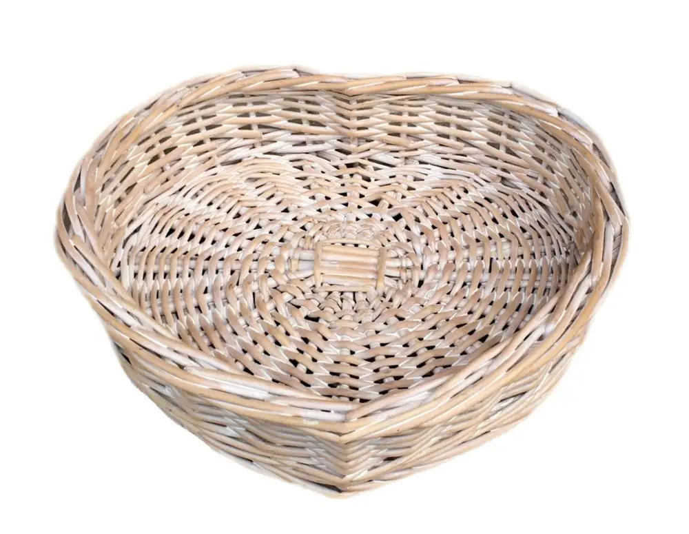 YULIN JIAFU Set of Two Large Small Grey Heart Wicker Baskets