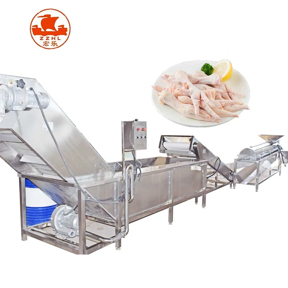 Automatic Chicken Feet Cleaning Blanching Peeling Cutting Machine Processing Line Chicken Feather Removal Machine