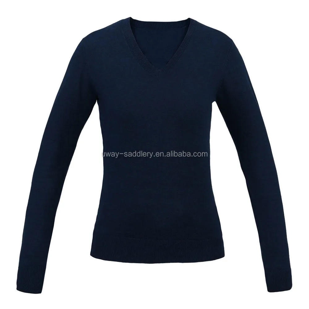 flat knitted v-neck sweater for horse riding equestrian clothing