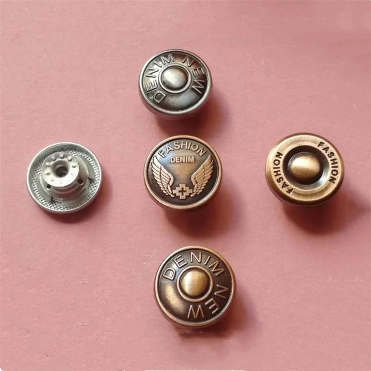 Pearl White black metal Shake head buttons Decorative rivet coat jeans button