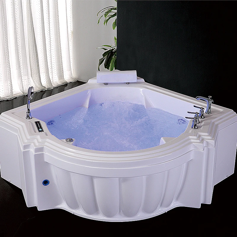 Чистый акрил Роскошные угловой джакузи массаж ванна со светодиодной подсветкой