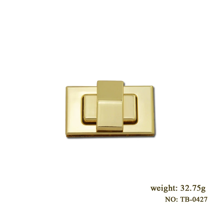 Good quality rectangular metal bag lock leather bag hardware twist lock