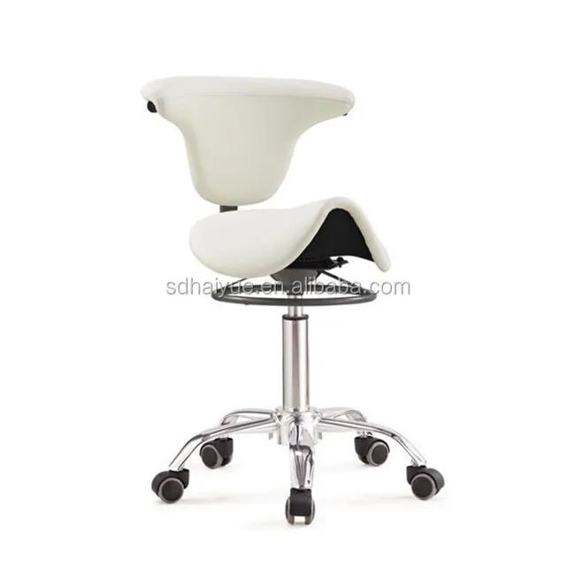 Ergonomic Medical Chair Dental Assistant Saddle Stool With Swivel Backrest