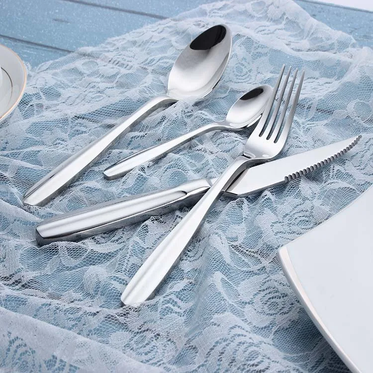 High quality bright silver cutlery stainless steel spoon and fork set