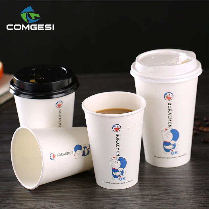 Take Away Disposable Single Double Wall Logo Printing Paper Cups For Fresh Drink Coffee Soup Hot Porridge