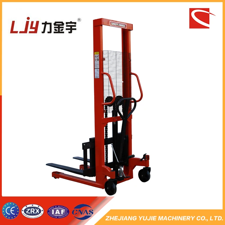 high quality 2 ton 1.6m hand pallet truck manual hydraulic stacker