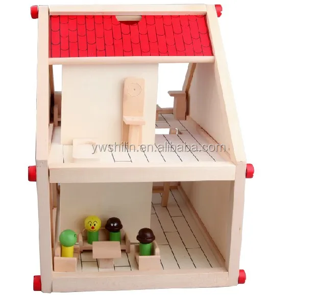 Wooden Dolls House With 24 Piece Furniture Set