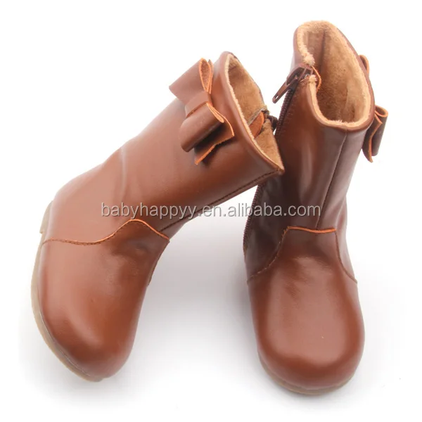 2016 New design leather kids winter boots hard sole healthy kids boots children boots