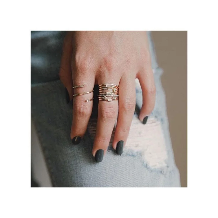 Gemnel Fashion 925 sterling silver jewelry 18K plated dainty new design finger ring