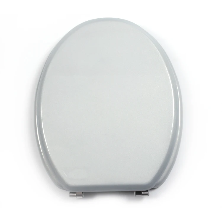 Bofan High hardness glitter molded silver glitter wood adjustment height elongated toilet seat with stainless steel hinges