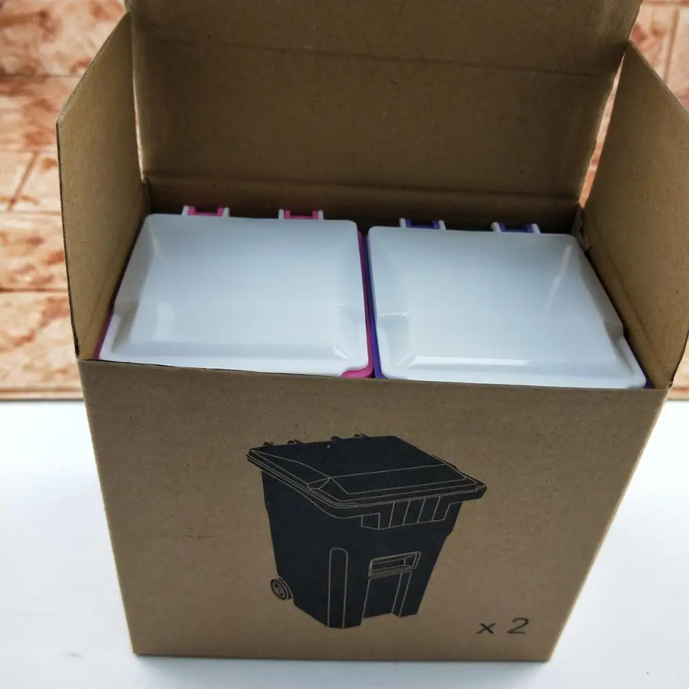 Mini Trash and Recycle Can Wheelie bin Pencil Cup Holder