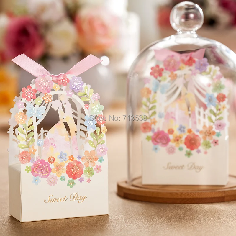 Jasmineli Bride And Groom Wedding Candy Gift Boxes With Ribbon