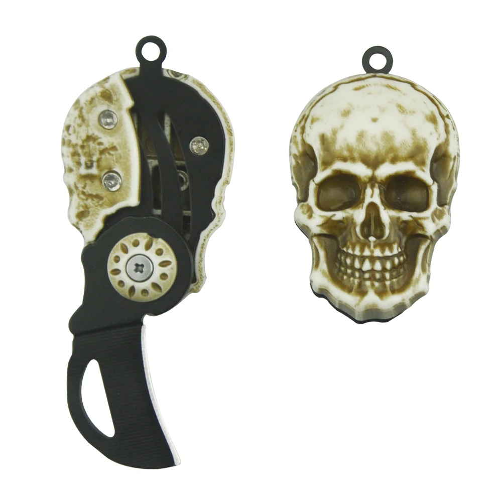 
Skull Necklace knife Originality Hanging ornaments Mini pocket knife Key rings EDC Small folding knife 