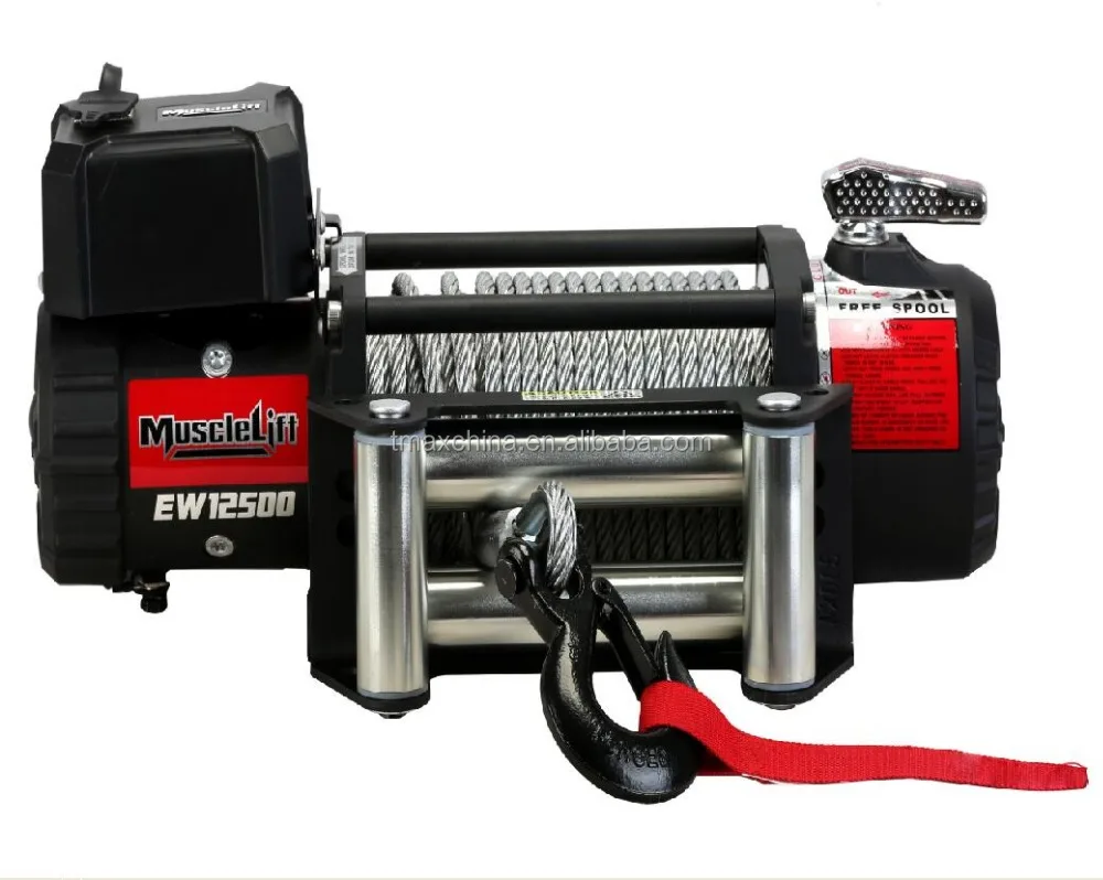 Musclelift 12500lbs Тяговая внедорожная 4x4 электрическая 12v DC лебедка с синтетическим тросом стальной