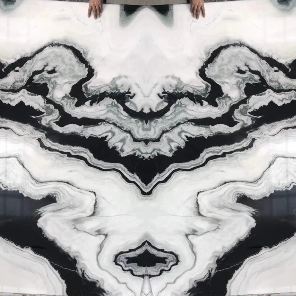 wholesale natural polished exotic sichuan panda white marble big slabs for stone boarder