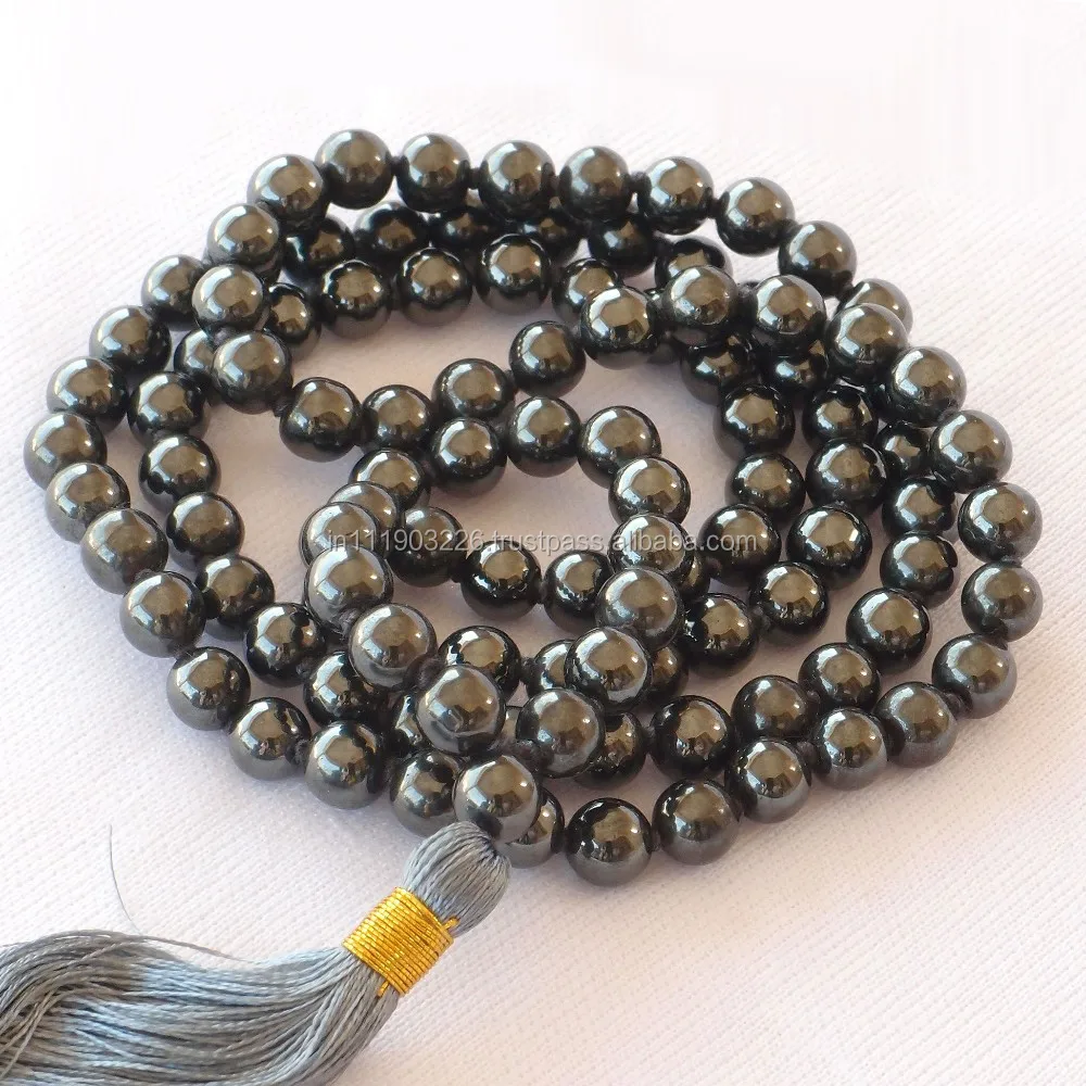 Semi precious 108 prayer bead Hematite Mala Beads for meditation bracelet