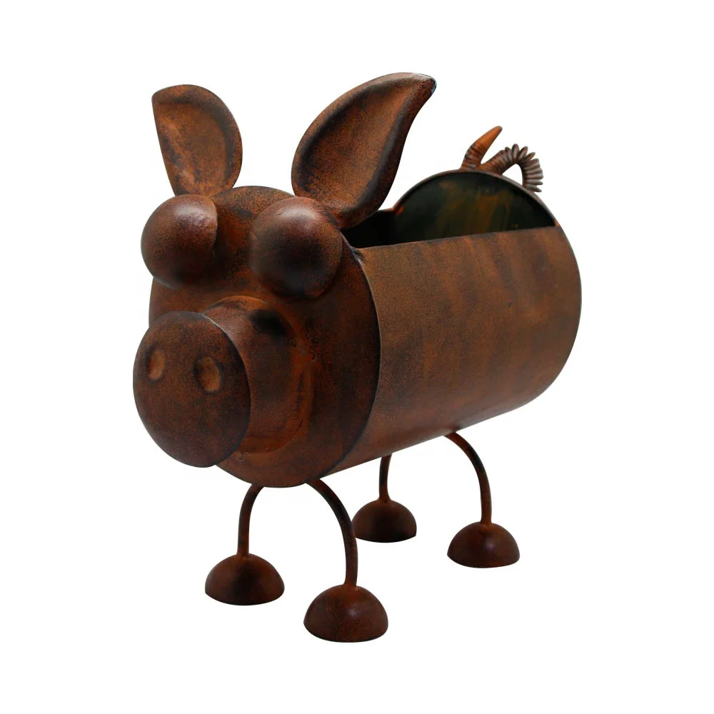 Handmade Metal Cartoon Animal Dog Shape Flower Pot for Decorative Home Ornament