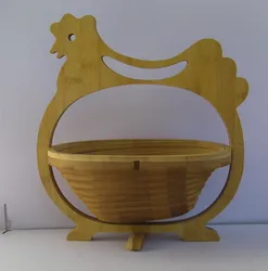 Natural Bamboo Hen Shape Folding Collapsible Fruit Basket