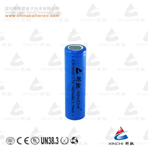 
factory Direct Deep cycle 18650 3.7V 1400mah rechargeable lithium-ion laptop battery cell 