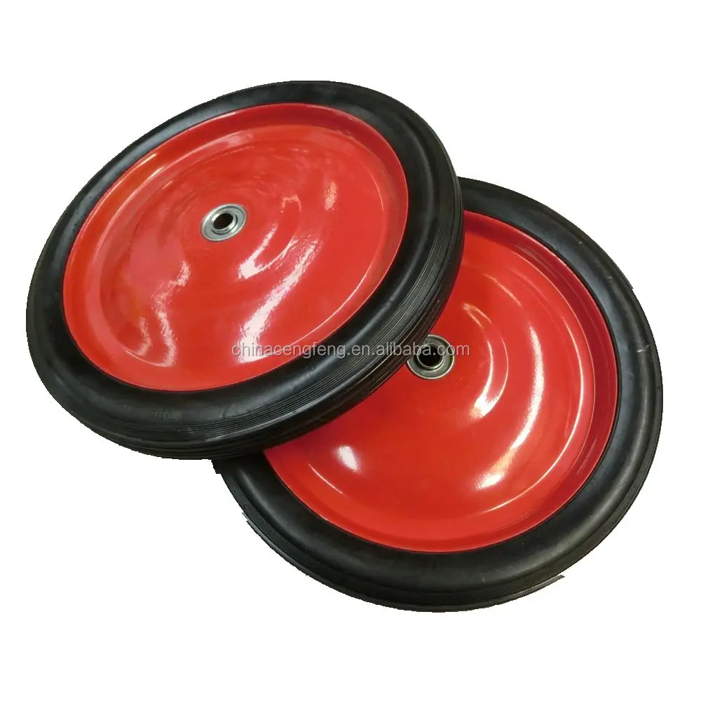 
metal hub semi solid rubber wheel tire 14x1.75 