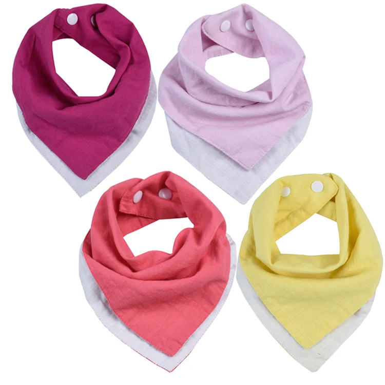 
100% Cotton Muslin Reversible and Super Absorbent Drool Bibs 4-Pack 