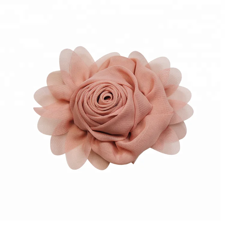 Flower Hair Clip Chiffon Solid Diy Chiffon Dress Pink Flowers Chiffon Rose Flowers