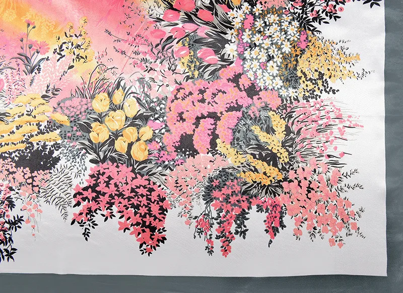 High-end Classical Women Flower Print Female Square Shawl Scarf