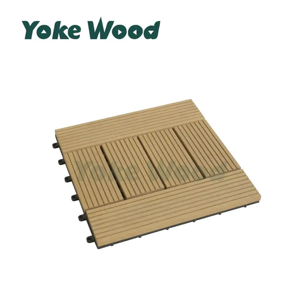 Vyokewood WPC Outdoor Floor Garage Floor Tiles Interlocking Plastic Wood Parquet Flooring for Patio