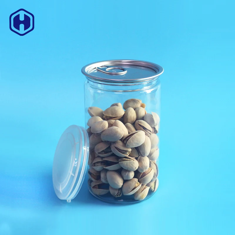 Factory manufacture canning Transparent Bulk Easy open Sealable Packing Ring pull Safe Pet Food Plastic empty can