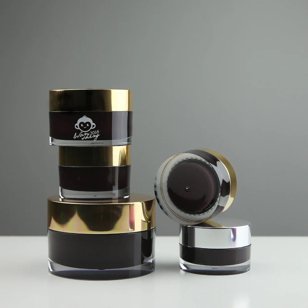 China Wholesale Round Cosmetic Acrylic Jars Aluminum Cap 1 oz 2 oz Face Cream Jars WO-D