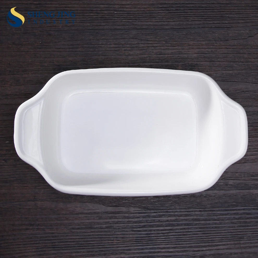 Oven Heat Resistant White Ceramic Pie Plate 465ml Rectangle Baking Tray