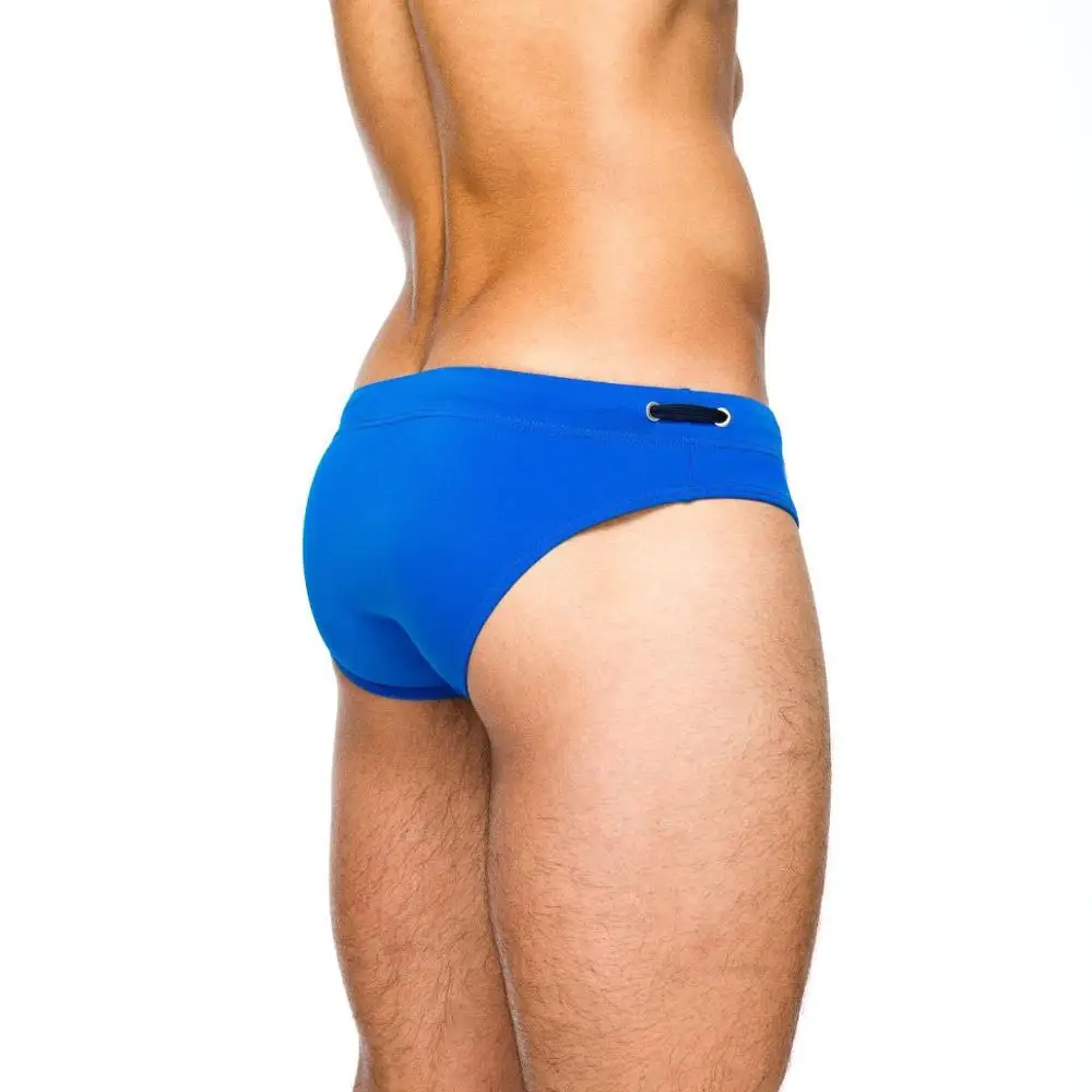 Wholesale 2019 News High Quality Solid Waterproof Brief Cut Mens Sexy Low Swimwear Adult Male Sport Short Custom Logo Bikini Man