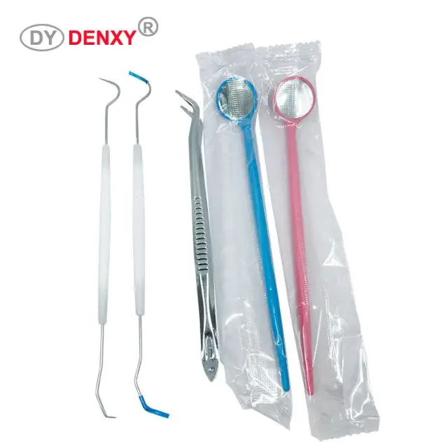Denxy Dental Disposable Dental Mirror/tweeze/Probe Dentist Teeth Instrument Oral Clean Probe Tweezers Tool in Separate pack
