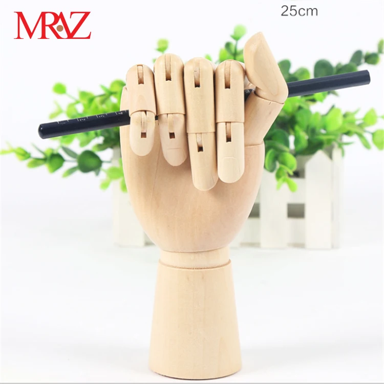 12inch 30cm MRAZ Cheap Price  handmade natural unique drawing very young wood articulated hand, wooden hand