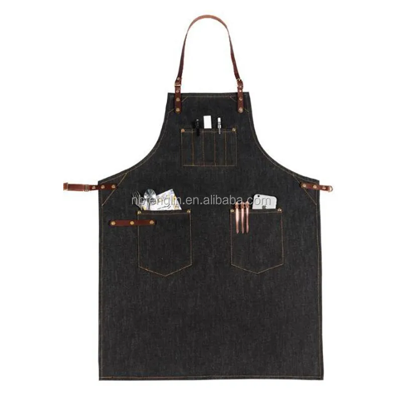 Alibaba China BBQ Cooking Utility Heavy Duty Waxed Canvas Kitchen Chef Work Industrial Apron With Tool Pockets