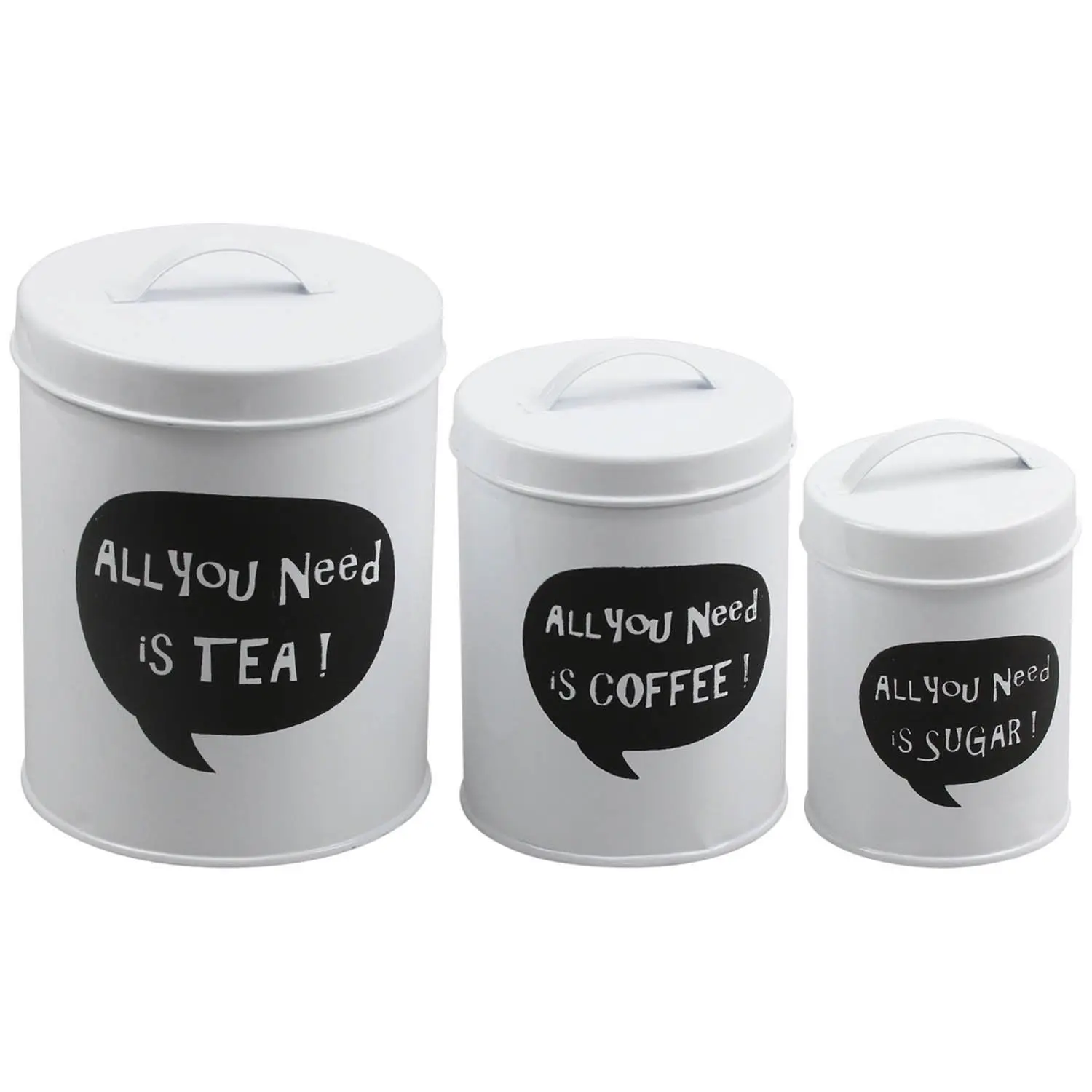 Lesser & Pavey Sweet Home Tea Coffee Sugar Canister Metal, Grey