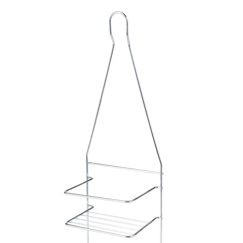 Iron Wire Wall Mount Bathroom Shampoo Storage Rack Bathroom Dual Tier Rack Shelving Good Quality Chromed Hanging Shower Caddy
