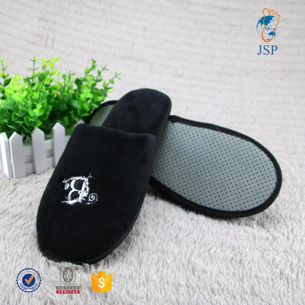 
black velvet disposable women bathroom slippers for hotel 