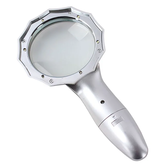 4X75mm New High Quality TH-600556 Green Glass Led Light Handheld Magnifier