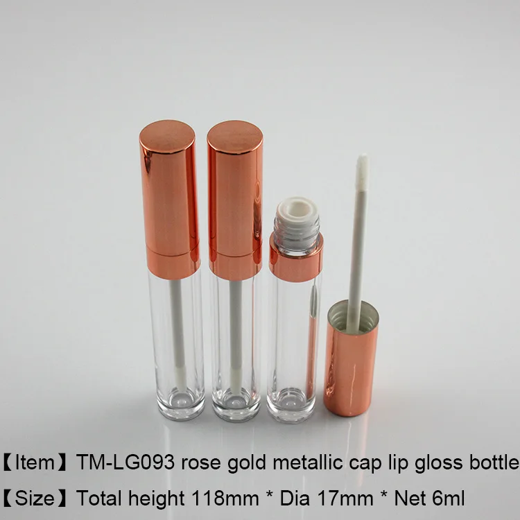
Free shipping MOQ 500pcs TM-LG093L wholesales 6ml rose gold/silver lip gloss container empty lip gloss case 