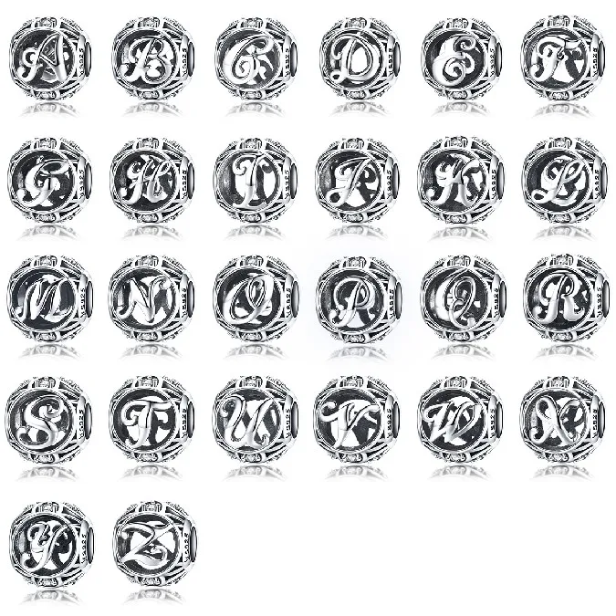 
925 Sterling Silver Puzzle shape Dangle Charms Clear CZ Charms Fit Snake Chain Bracelet and Necklace 