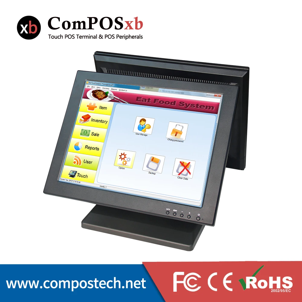 Great quality Dual screen display 15 inch touch monitor LED touch screen monitor for business