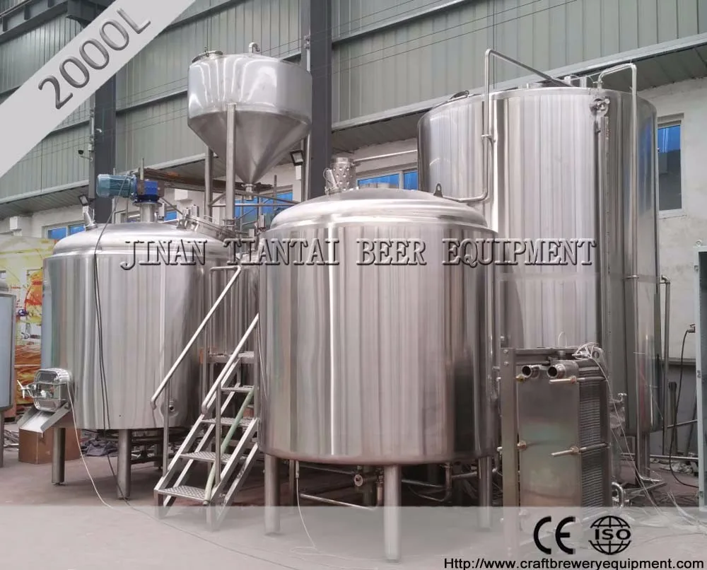 Tiantai Cost of 2000L craft beer brewery system to making beer