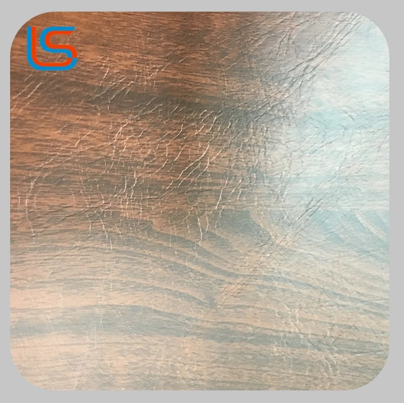 
2020 hot sale 1.0mm thickness looped terry fabric backing two tones antique finish wood grain pvc sofa artificial leather 