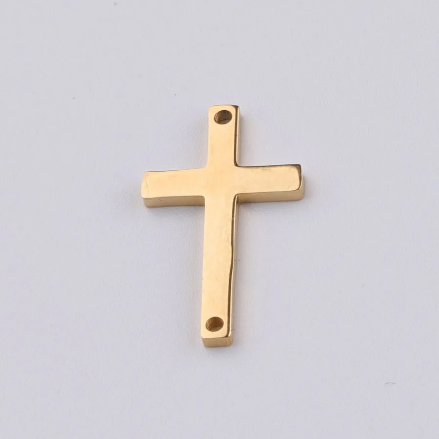 Gold Plated High Polished Stainless Steel  11*18mm Christ Cross Charms for DIY Jewelry Bracelet Making